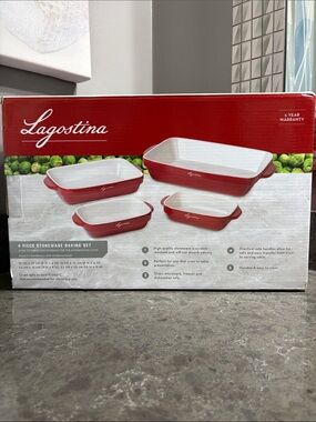 LAGOSTINA Red Stoneware Baking Set - 4 Piece